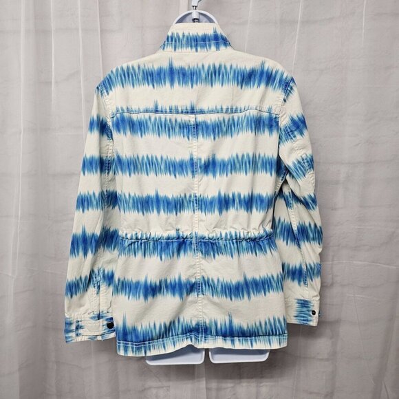 Style & Co Blue White Grungy Striped Utility Jacket Beach M - Picture 10 of 15